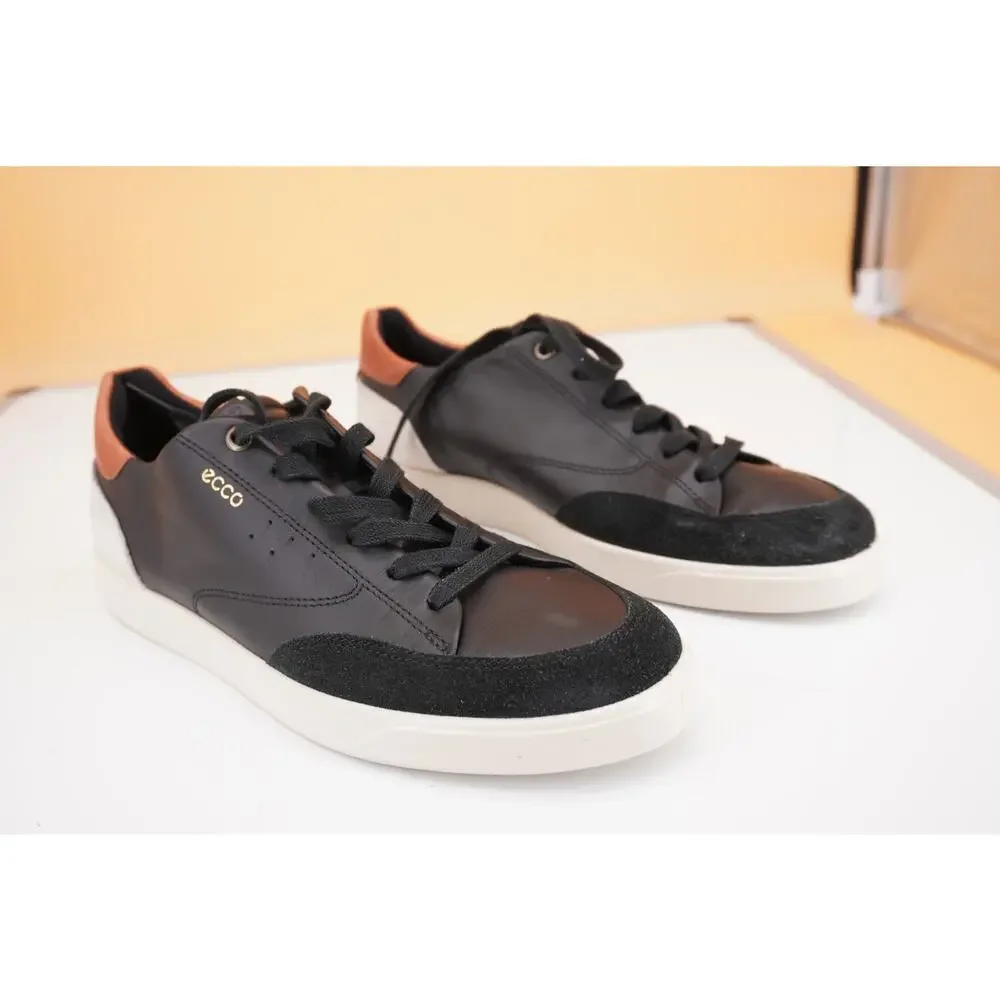 Ecco Womens Street Lite Luxe Leather Sneakers S Z 9 / 9.5 Black Brown Low Top